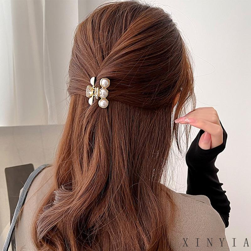 Jepit Rambut Poni Bahan Alloy Aksen Mutiara Imitasi Untuk Wanita