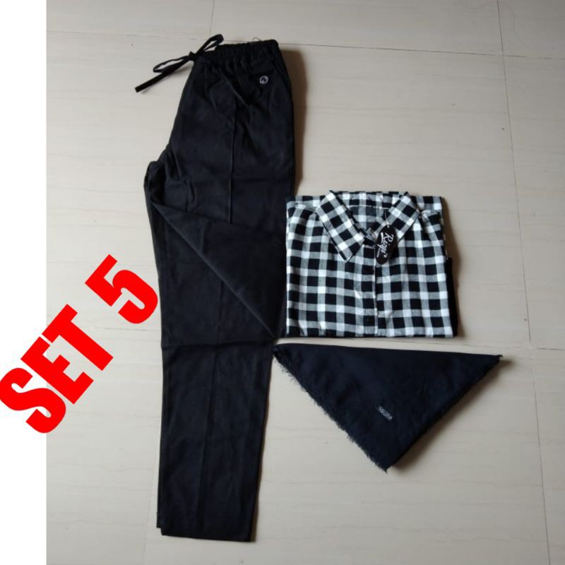 REALPICK PAKET KOMPLIT 3 IN 1,KEMEJA MONALISA ORY+CELANA BEGGY PANT MISS HOTTY STANDART+HIJAB SAUDI