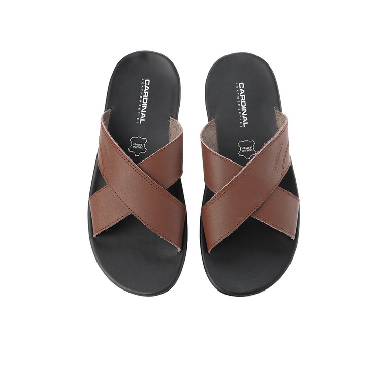 SANDAL SLIDE KULIT PRIA CARDINAL ORIGINAL CASUAL TERBARU COKLAT CA09