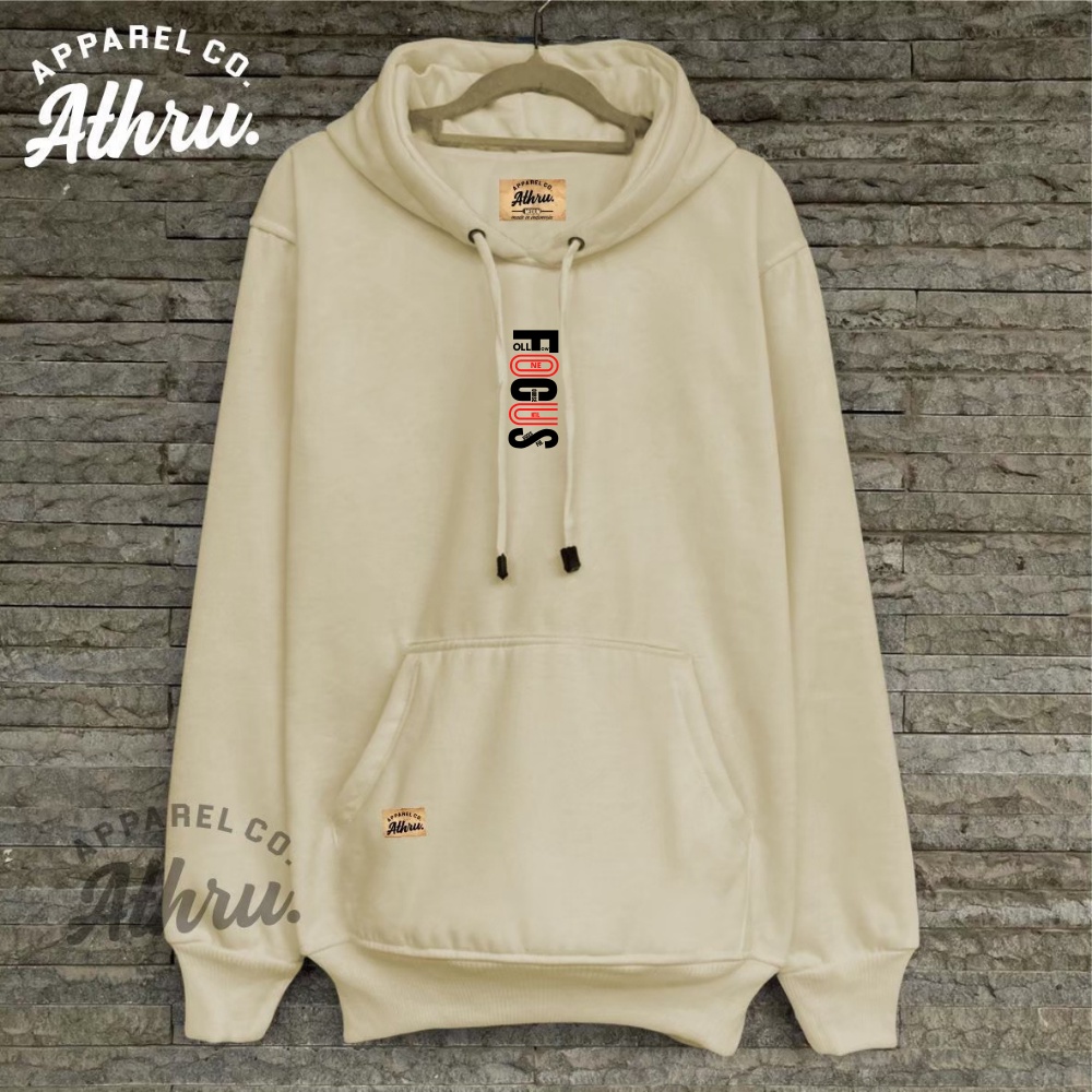 Sweater Hoodie Cowok Cewek Disro Warna Cream Sablon List Print Switer Hudie Pria Wanita Suwiter Hodi