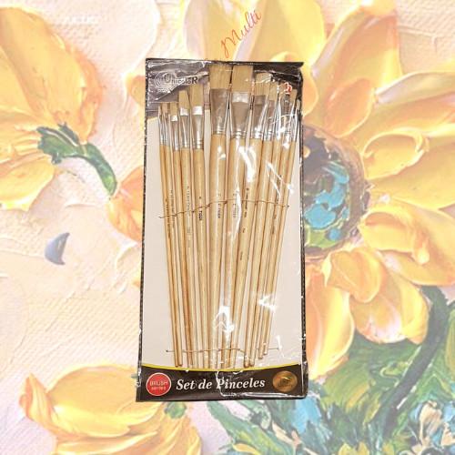 

Paintbrush kuas lukis 1set 12 pcs flat head Berkualitas Best Seller