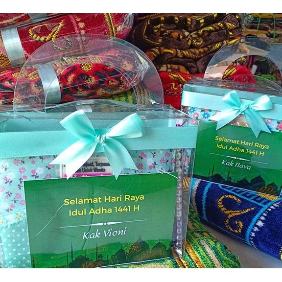 Kotak Mika Souvenir sajadah  Ukuran 25x10x15 Model Tas, Alas Sambung