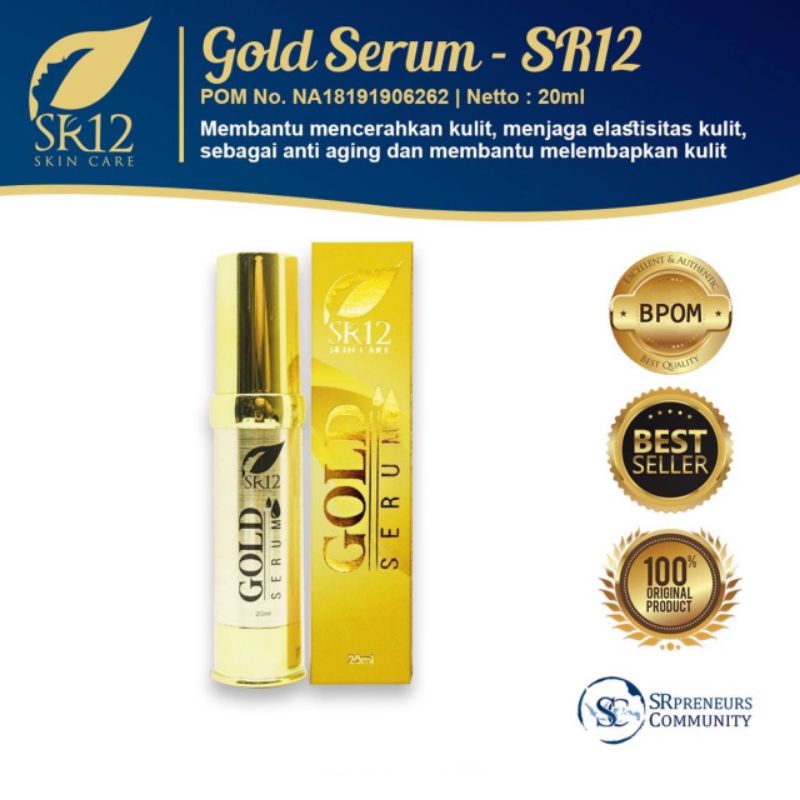 SERUM GOLD SR12//PENGENCANG KULIT WAJAH//PENGHILANG FLEK HITAN