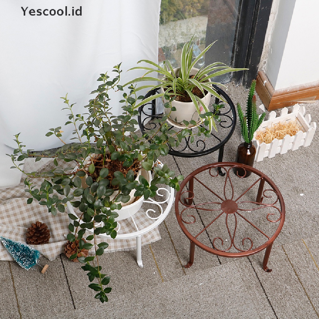 【Yescool】 Potted Stander Home Decor Classic Style Plant Balcony Round Garden Storage Rack .