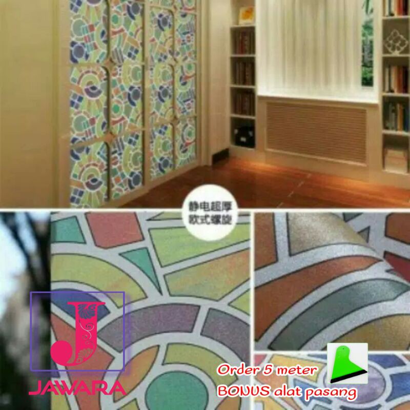 STIKER STICKER KACA WALLPAPER KACA MOTIF JENDELA RUMAH 120 CM X 50 CM atau 120 cm x 50 METER