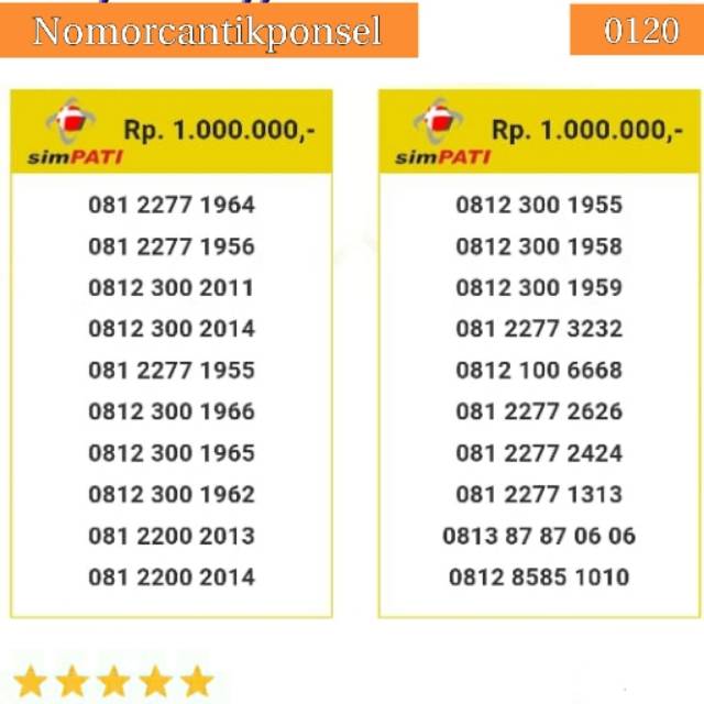 Nomor cantik simpati 0812 0813 seri aabb 2277 tahun 1964 20011 195x abab cdcd 8787 0606 rapi #0120