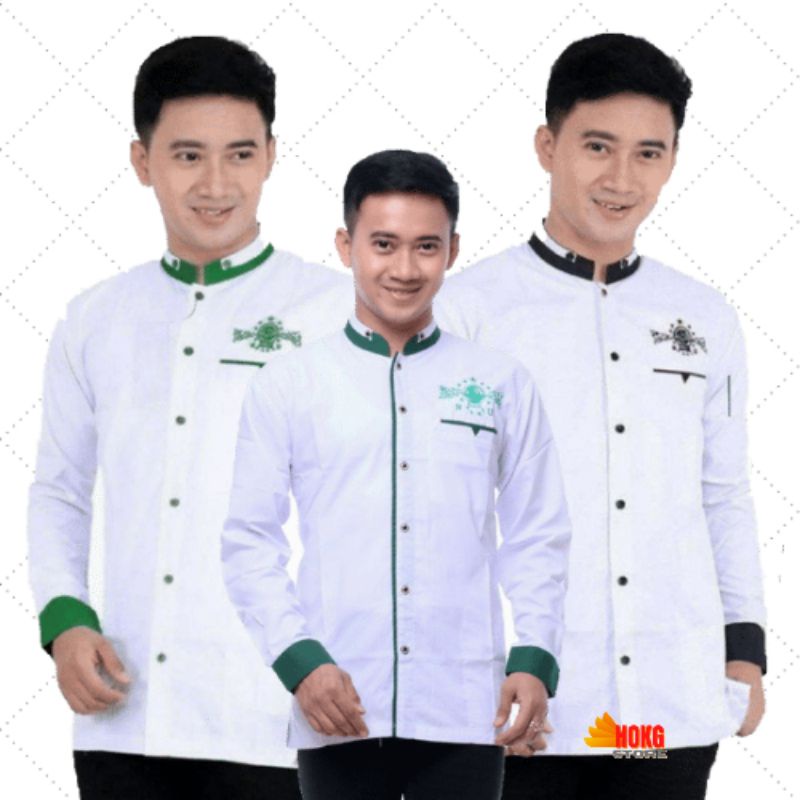 KEMEJA NU BAJU KOKO PRIA BUSANA MUSLIM HADROH KOKO NU KATUN TOYOBO
