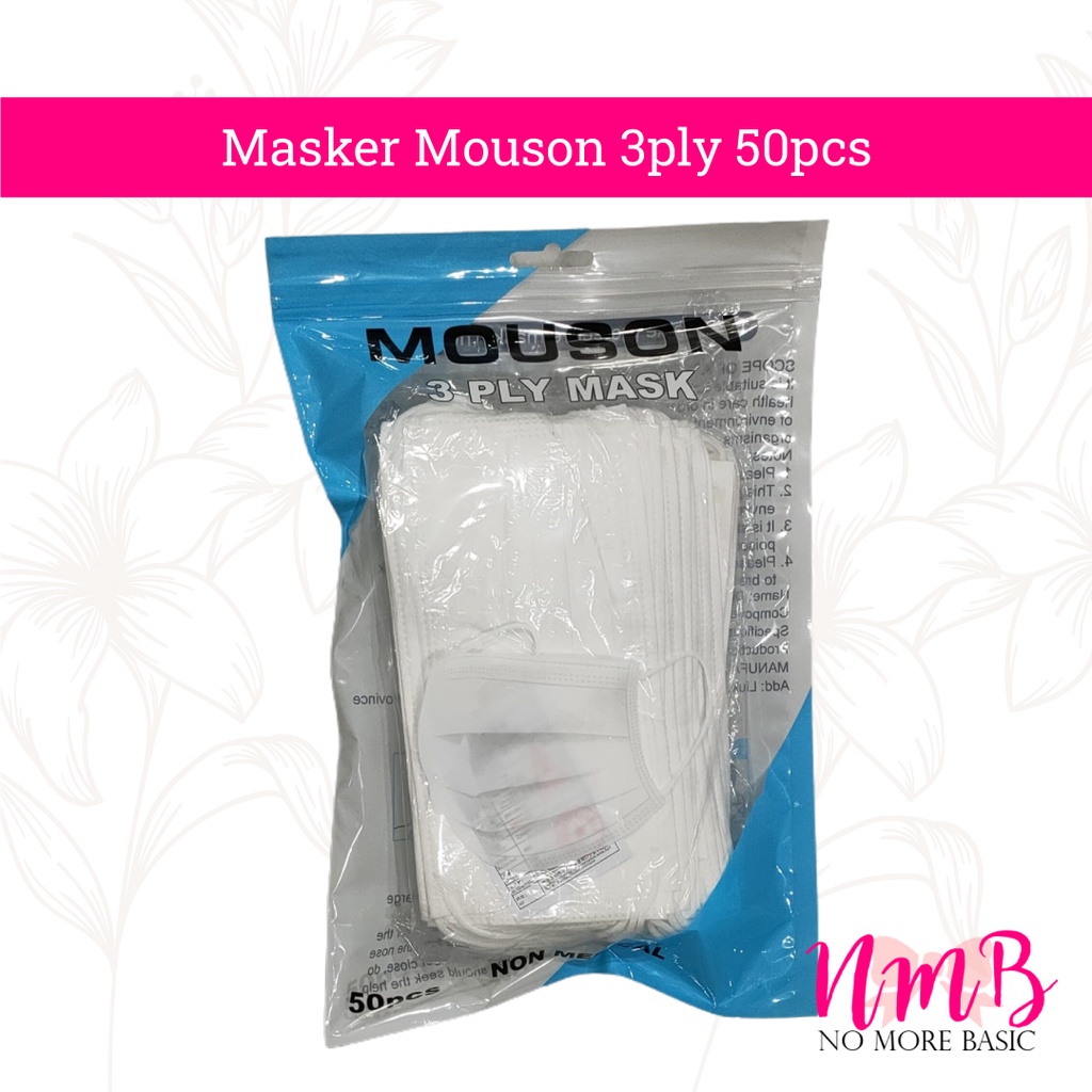 Masker Earloop 3 PLY Disposable Mask MOUSON 50 PCS Kemenkes