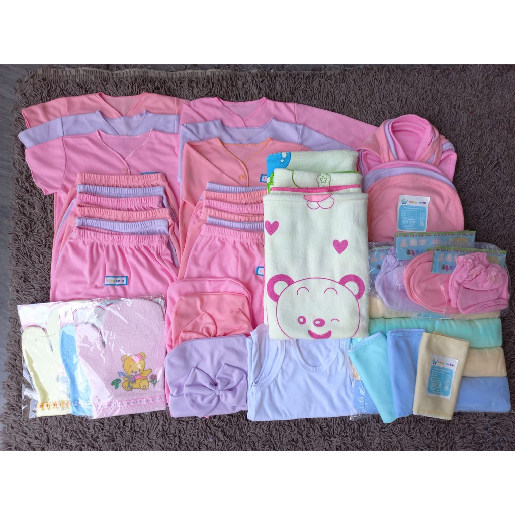 Paket Platinum Perlengkapan Baju bayi Celana popok sarung tangan sleber waslap handuk Kado baru lahir SNI Jumbo 42pcs Promo 8.8