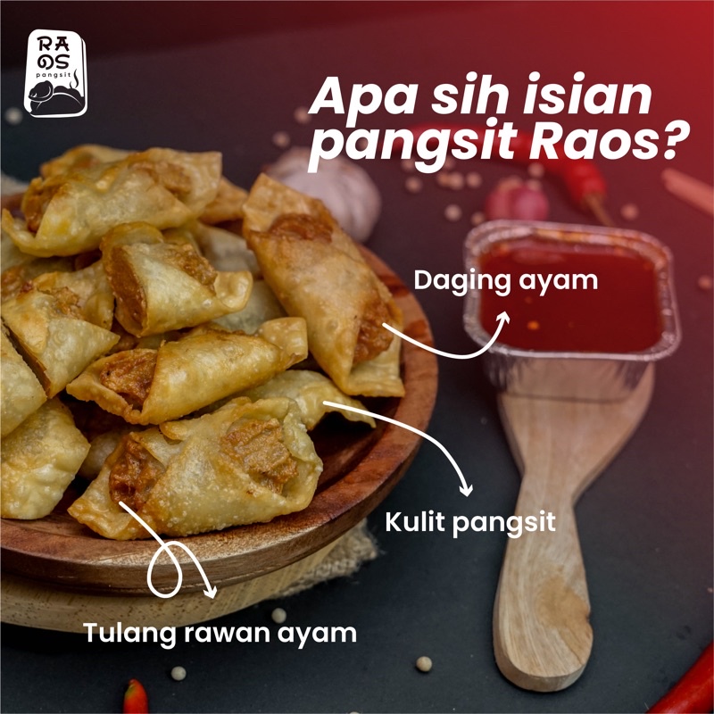 

Raos Pangsit Goreng / Rebus isi Daging Ayam dan Tulang Rawan