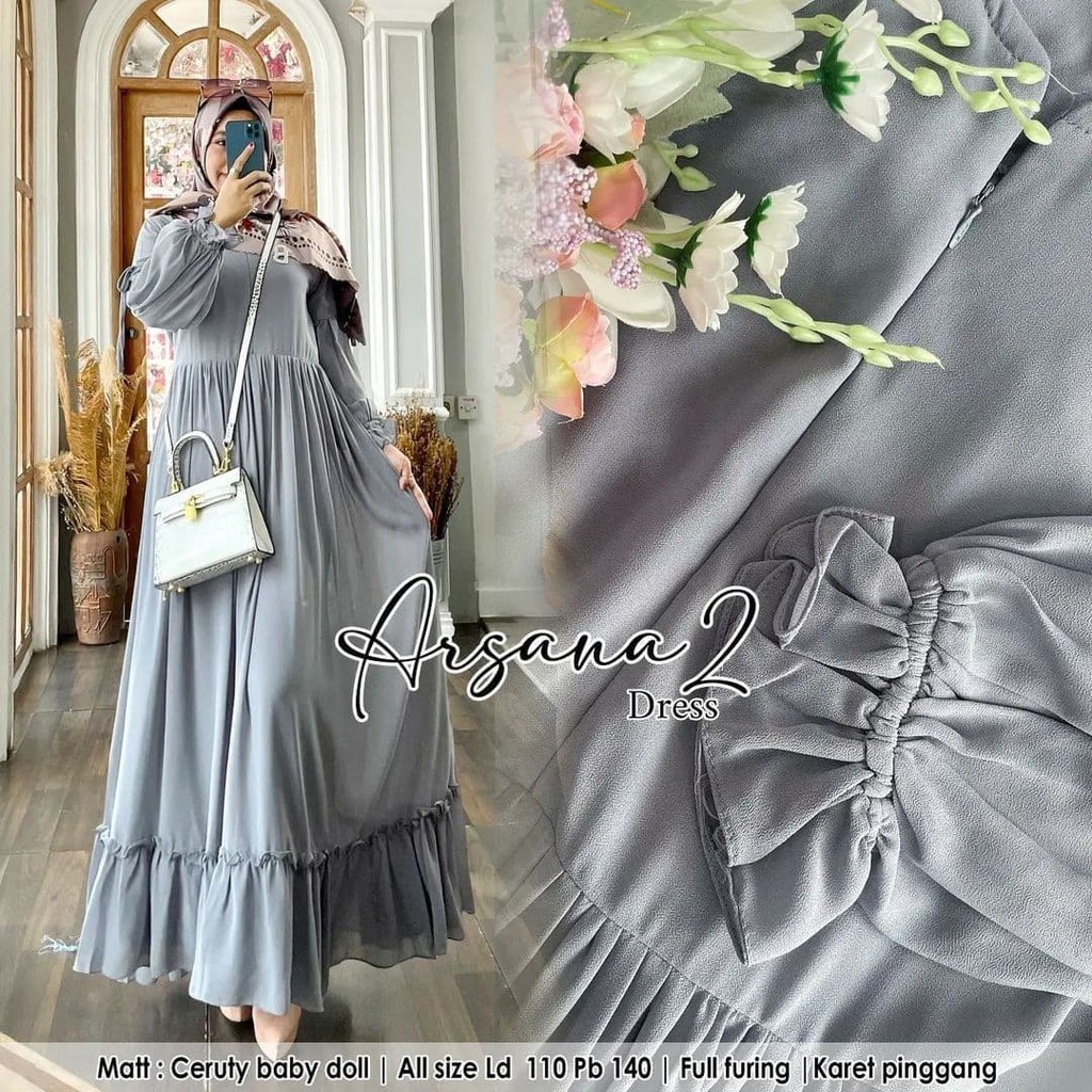 ARSANA DRESS- dress wanita / dress kondangan / dress polos / dress murah / dress wanita muslimah