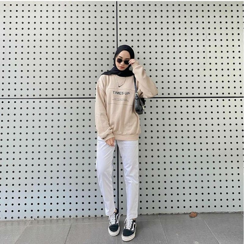 SWEATER WANITA - TIMES UP SWEATER - ATASAN WANITA - SWEATER FLEECE - PAKAIAN TERLARIS - KOREAN STYLE