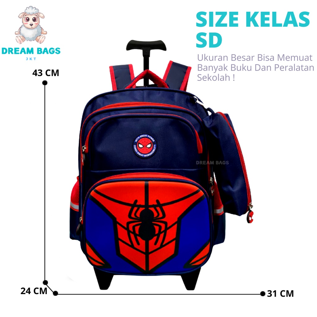 Ransel Troli Anak SD Karakter - Tas Troli Anak Laki Laki Karakter - Tas Trolley