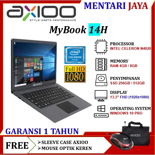 Laptop Murah Baru Axioo MyBook 14H INTEL N4020 8GB SSD 512GB 13.3 Full HD Win 10 Pro