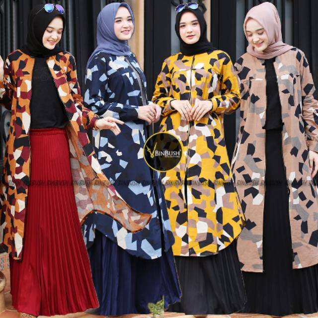 Geraldin set Tunik Rok Plisket ori Binbush Busiui and Wudhu Friendly