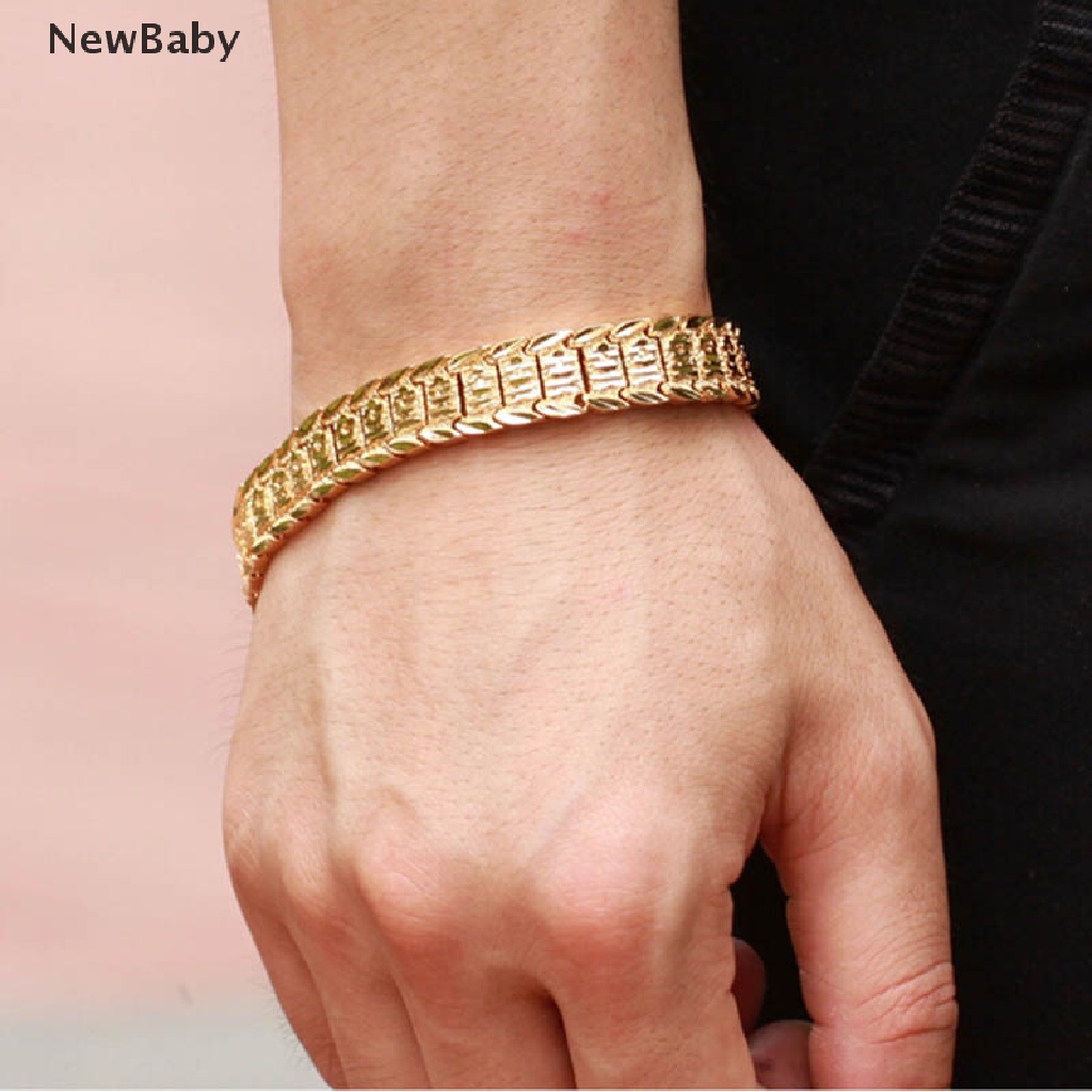 Charms Jam Tangan Gelang Rantai Lapis Emas 18K Untuk Pria