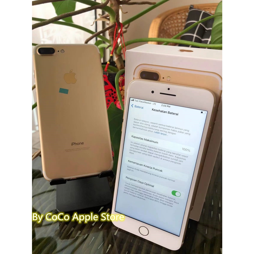 iPhone7Plus 32GB All Sim Silent Fullset Original Second Like New Mulus100% 3utools All Green (Garansi 1 Tahun)