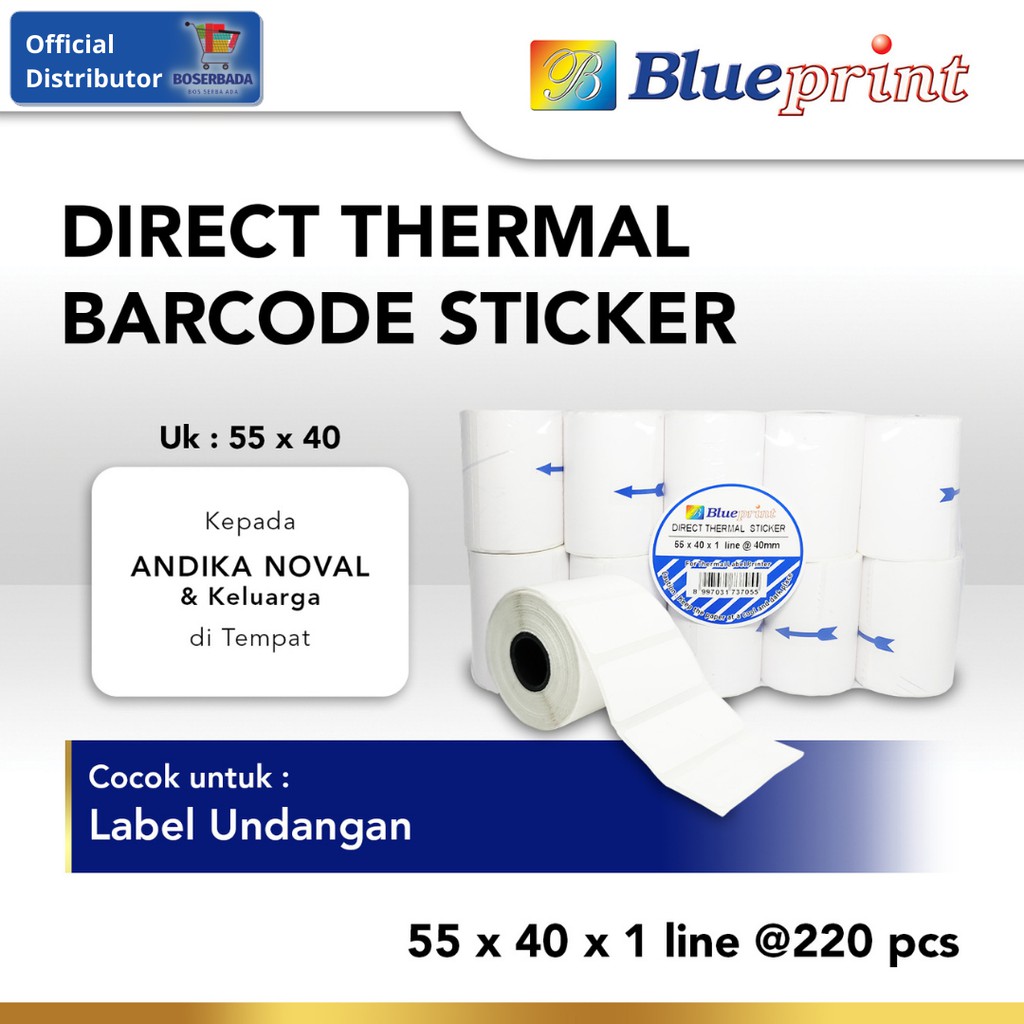 

BLUEPRINT - Direct Thermal Sticker / Label Stiker 55x40 mm - 220pcs