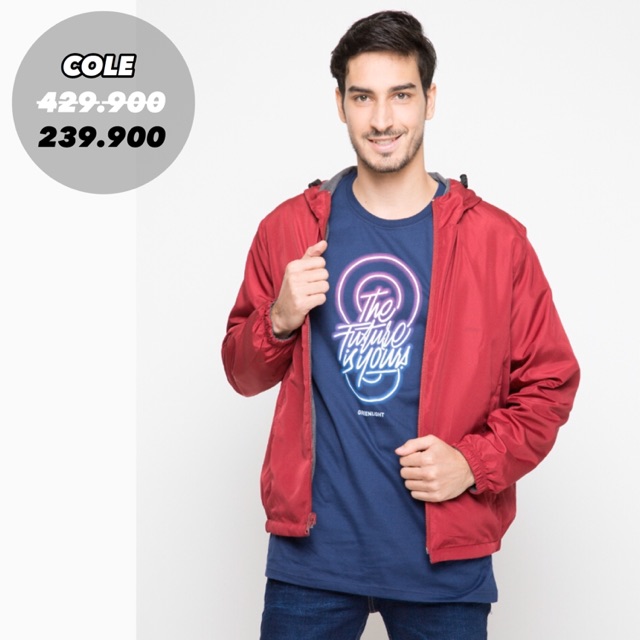 Cole Jaket Bomber Parasut Pria Merah