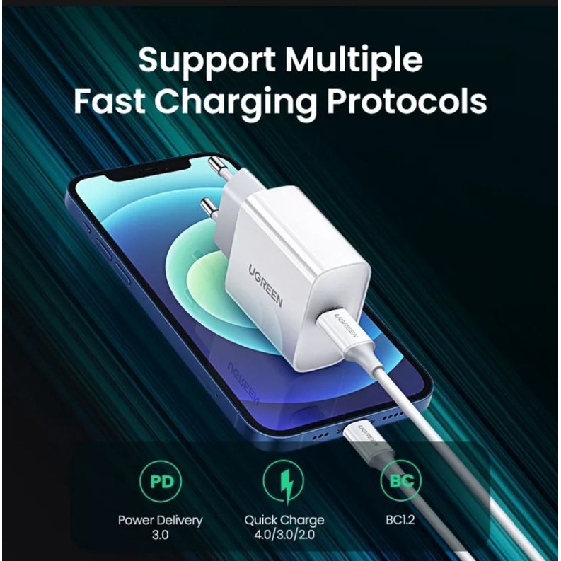 Ugreen Charger IPhone 14 13 12 11 8 X XR XS MAX Pro Support Power Delivery 20W Fast Charging