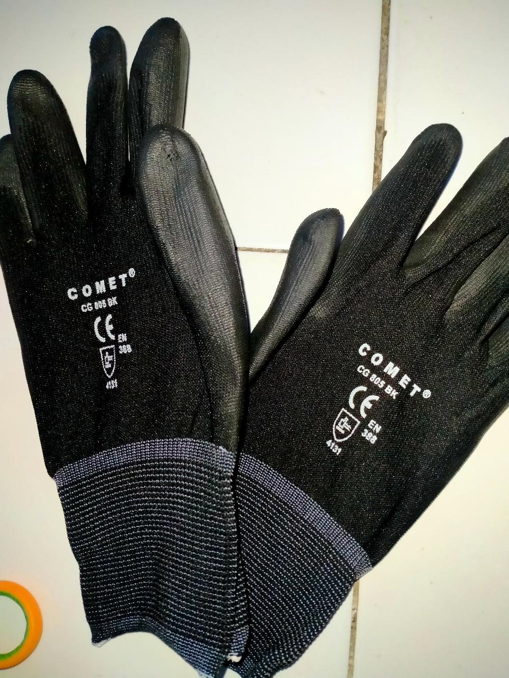 Sarung Tangan Karet Palm Fit Glove Comet Cg805 Pu Mekanik Industri Hitam Nylon Polyurethane Safety