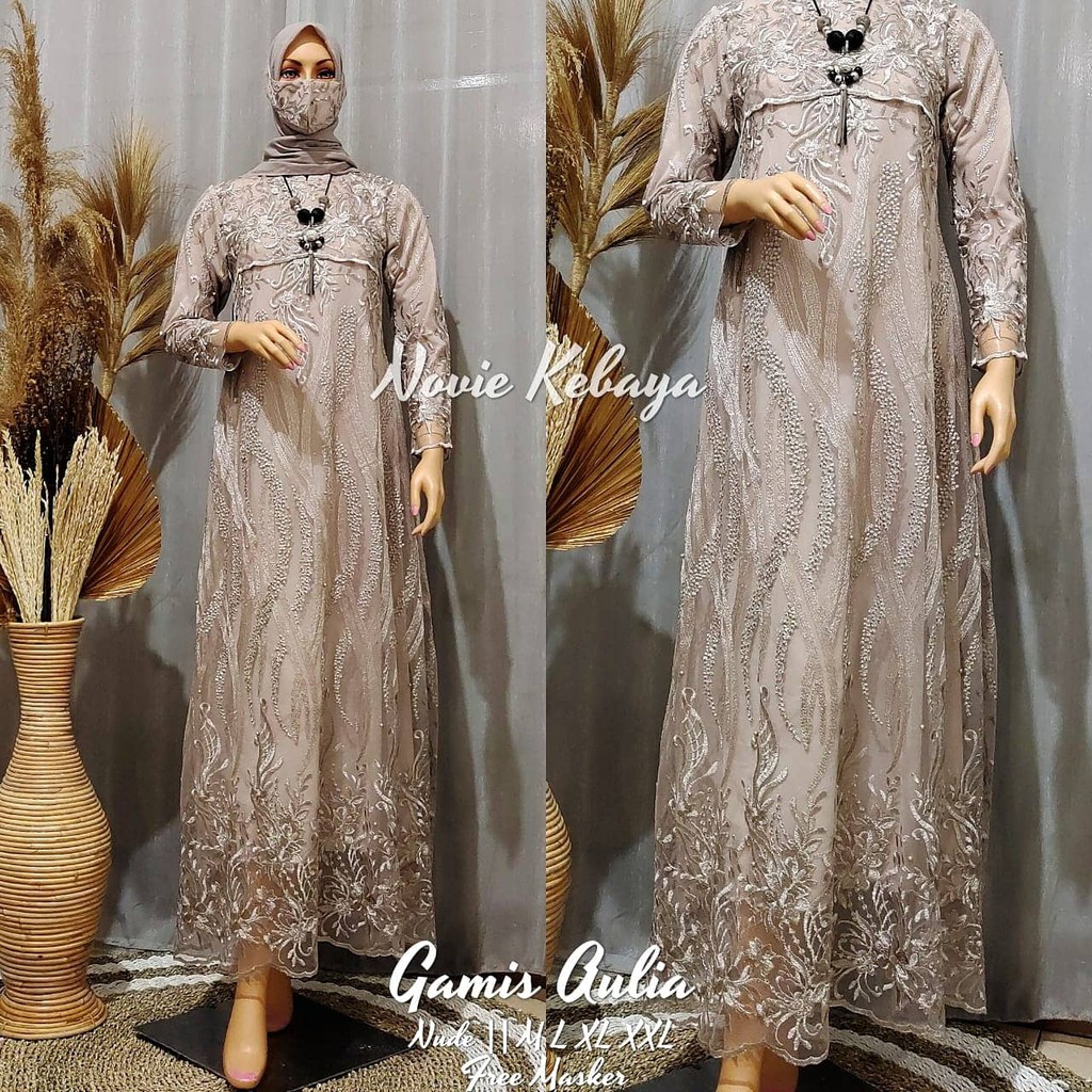 PROMO LONG GAMIS TULLE MUTIARA BORDIR / GAMIS TULLE / GAMIS PESTA