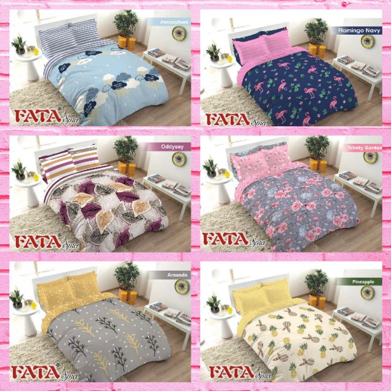 BEDCOVER SET FITTED FATA UK 180X200 ATMOSPHERE,FLAMINGO NAVY,TRINITY GARDEN,AMANDA,ODYSSEY,PINEAPPLE