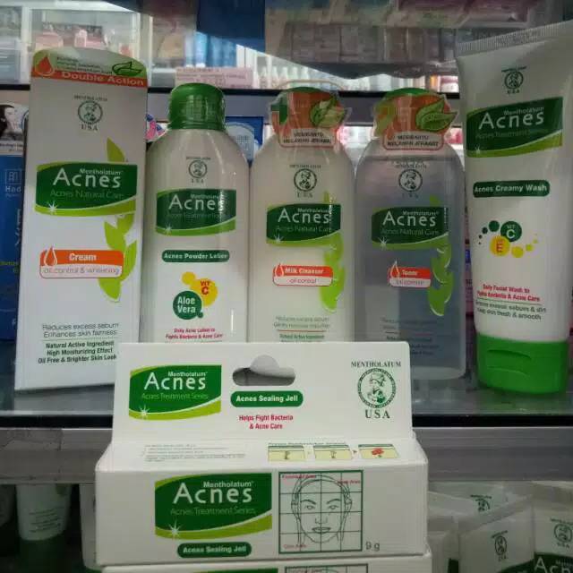 Acnes Paket Perawatan Jerawat(milk cleanser,toner,cream,wash 100,powder lot,sealing jell)