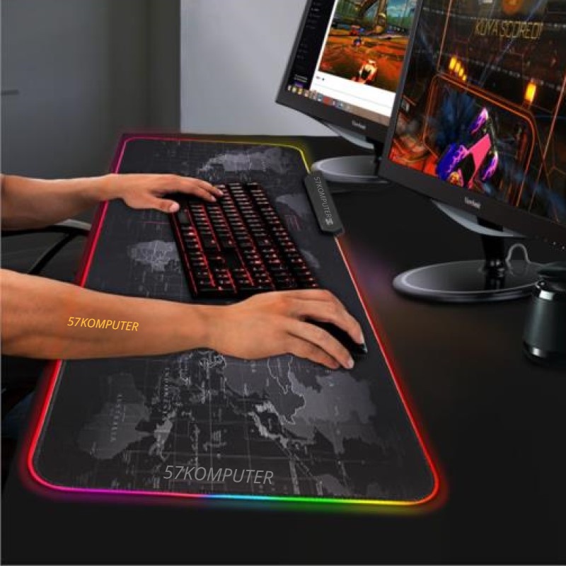 NEW Mouse pad / Mousepad Gaming LED RGB Mouse Pad XL Desk Mat Motif DUNIA Ukuran Jumbo Besar XL Mousepad RGB Gaming XL LED Glowing - Mouse Pad Murah - Mouseped