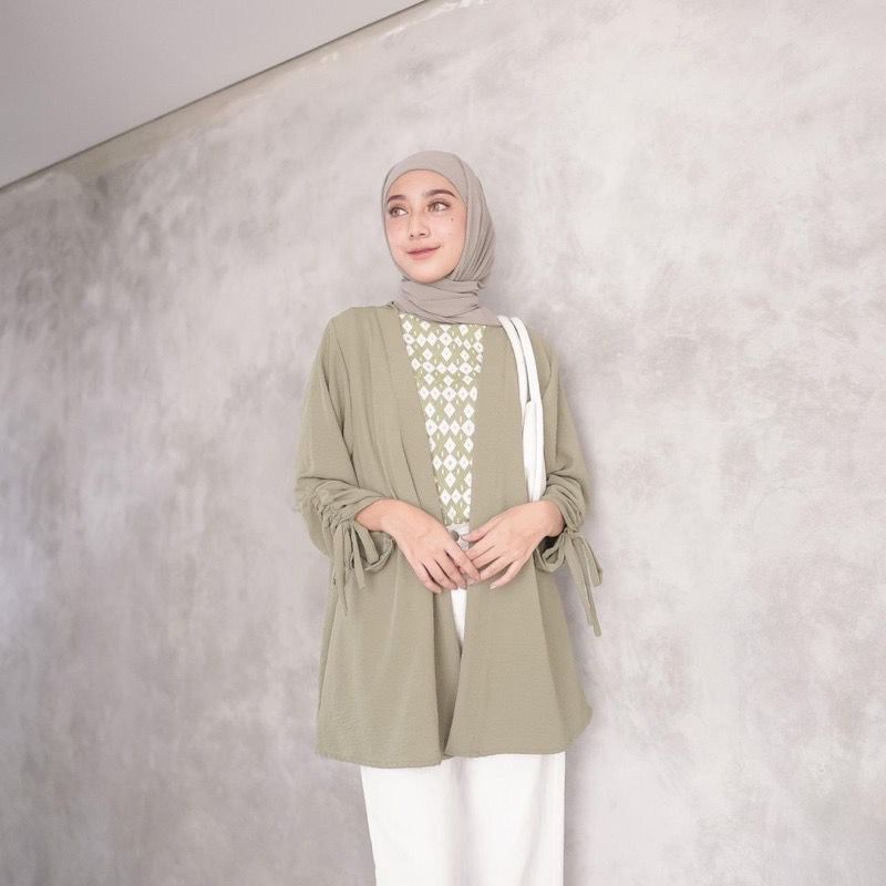 (MGA) CARDIGAN CADEY OVERSIZE LENGAN SERUT OUTER ATASAN CRINCLE AIRFLOW