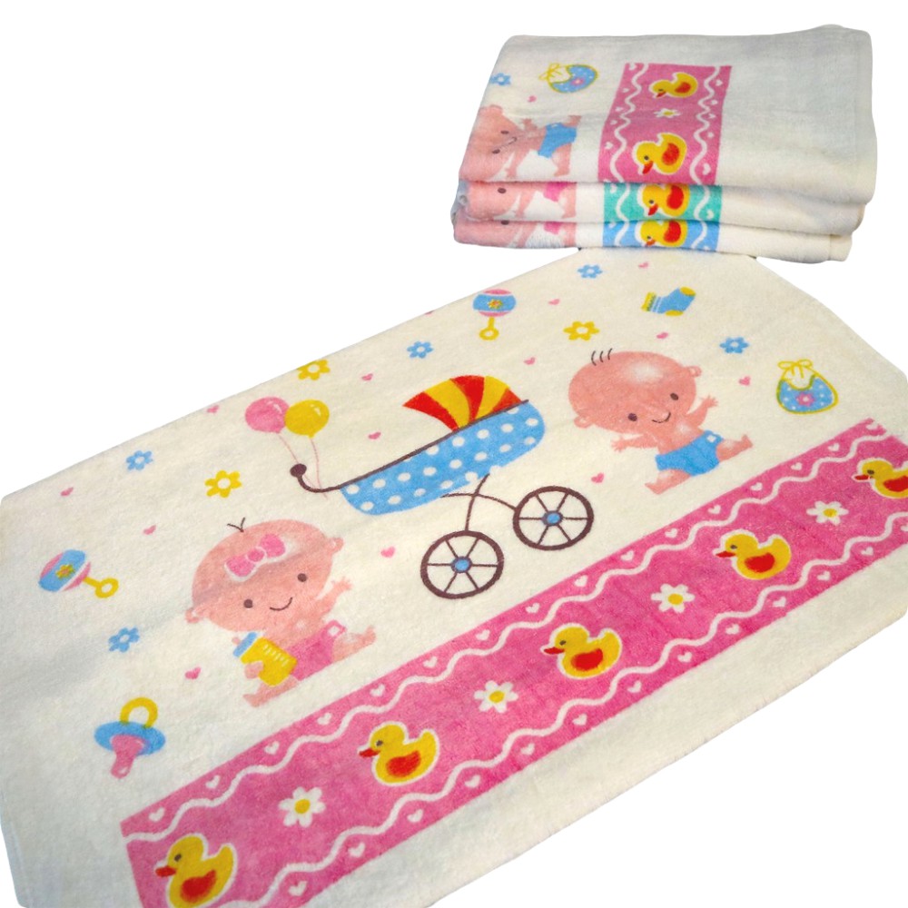 Chalmer Handuk Bayi Karakter / Baby Towel 60x120cm-Cute Baby Pink
