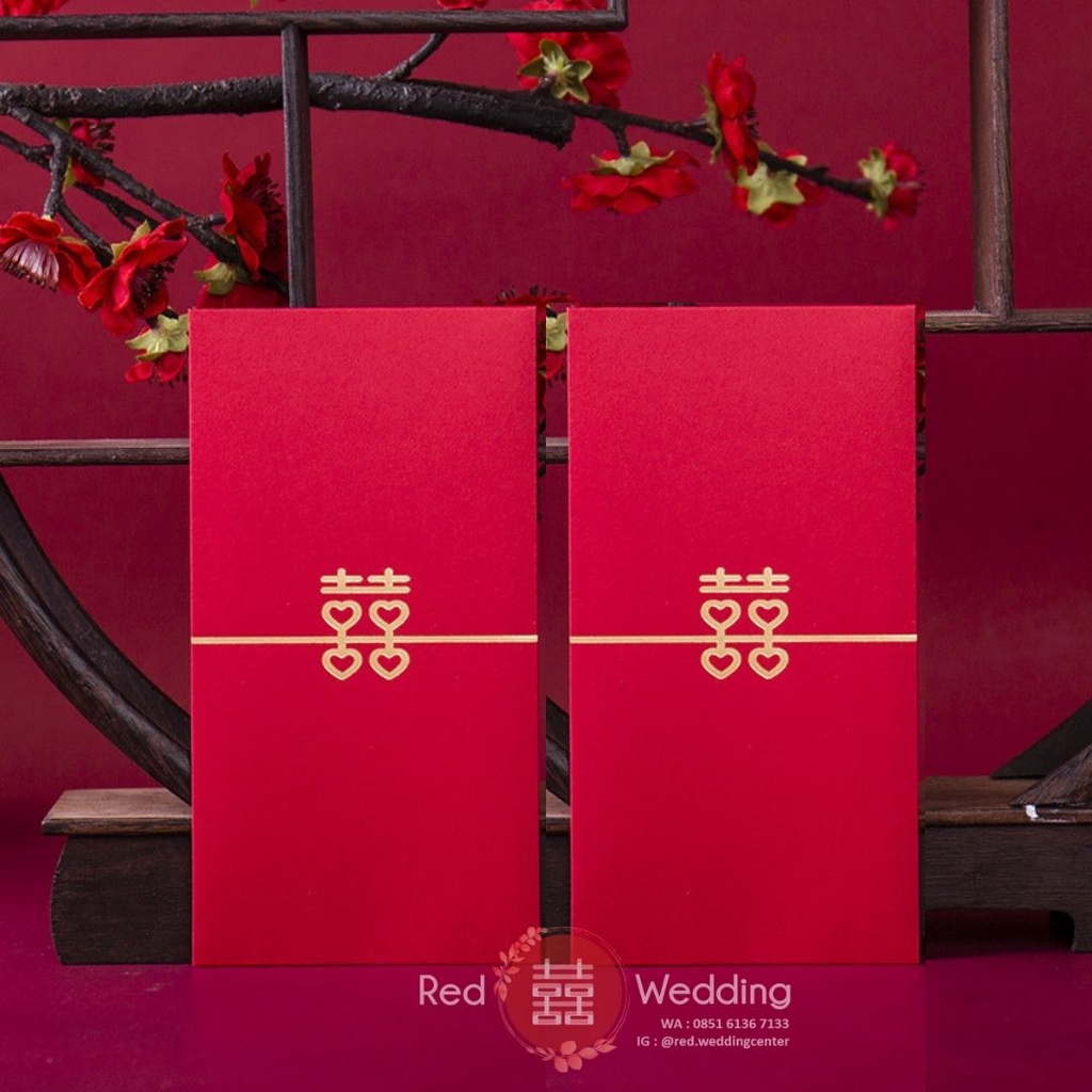 Kantong Amplop Angpao Wedding Logo Xi Minimalis Merah Premium Simple Design Aesthetic