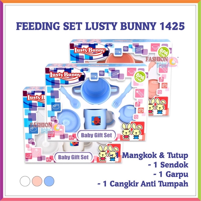 LUSTY BUNNY SET 5 IN 1 / FEEDING SET LB 1416 / TEMPAT MAKAN SET BAYI / KADO