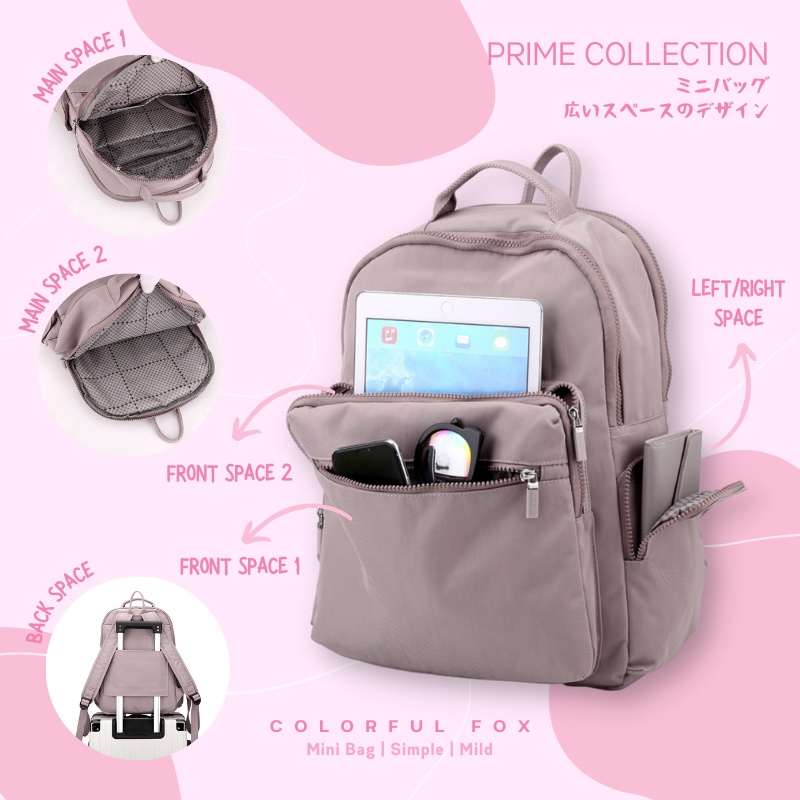 Rajhendra_ - Colorful Fox 0459 Tas Ransel Wanita Remaja Waterproof Backpack Fashion Casual