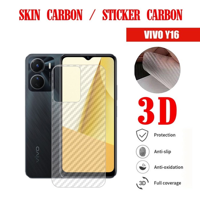 GARSKIN Sticker Carbon Vivo Y36/V5 Plus/ V7/V7 Plus/Y55/Y83/Y16/Y35 2022/Y22S/V25/V25 PRO Skin Carbon Transparan Fiber Protection