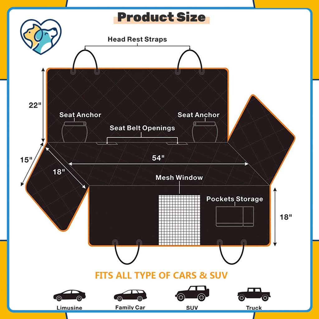 Alas Duduk Kucing Anjing Pelindung Sarung Jok Belakang Mobil Tahan Air Dan Tahan Kotoran Alas Duduk Isolasi Kotoran Hewan Peliharaan