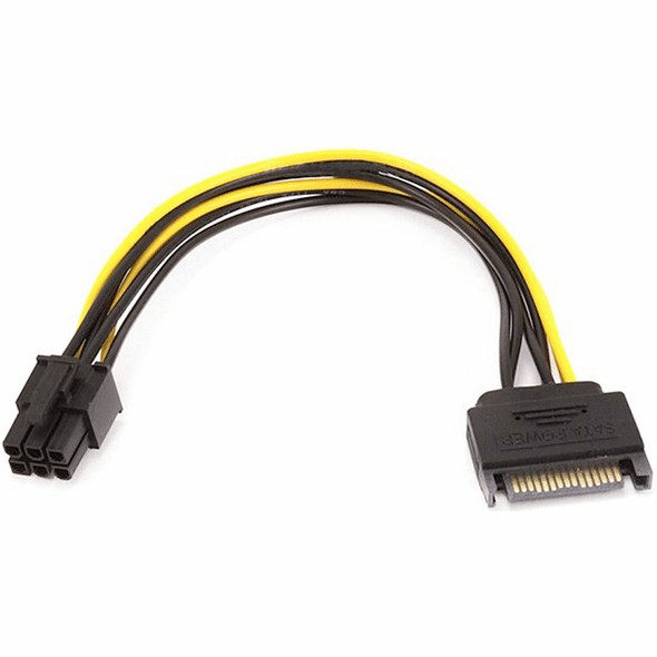 Kabel power 6 pin female to sata 15 pin male pci express vga card video adapter