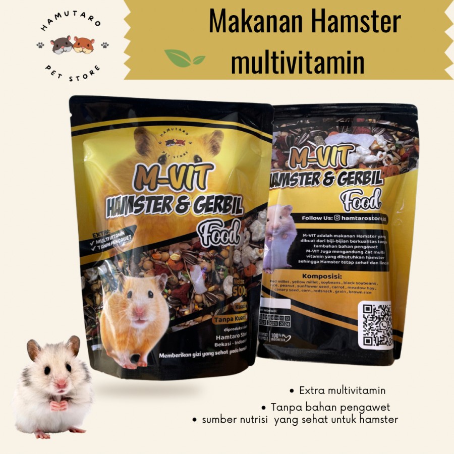 Makanan Hamster Hamutaro Basic 1kg Lengkap 16 unsur Biji Bijian