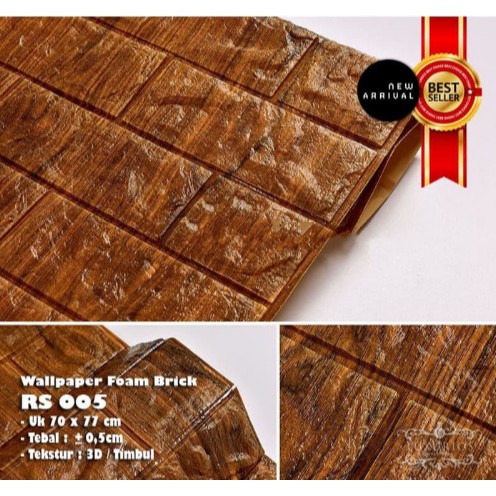 WALLPAPER 3D FOAM BROWN BRICK WALLPAPER 3D FOAM BATU BATA COKLAT