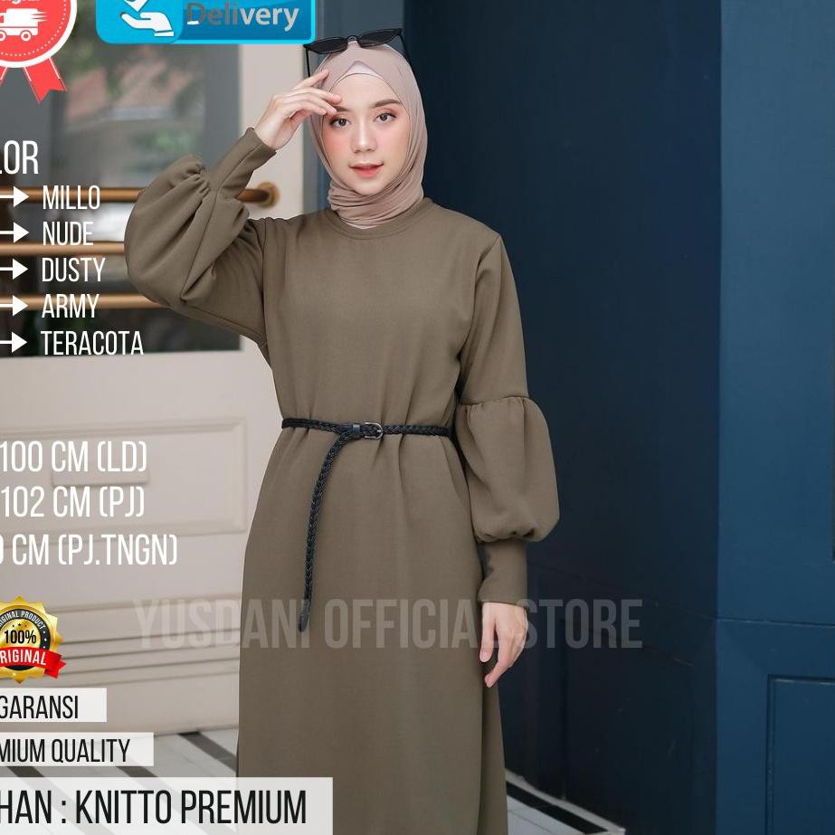 【rPX】 Baju Tunik Remaja Army Atasan Rajut Muslim Mykarosha Wanita Lengan Balon Polos Terbaru Kekinia