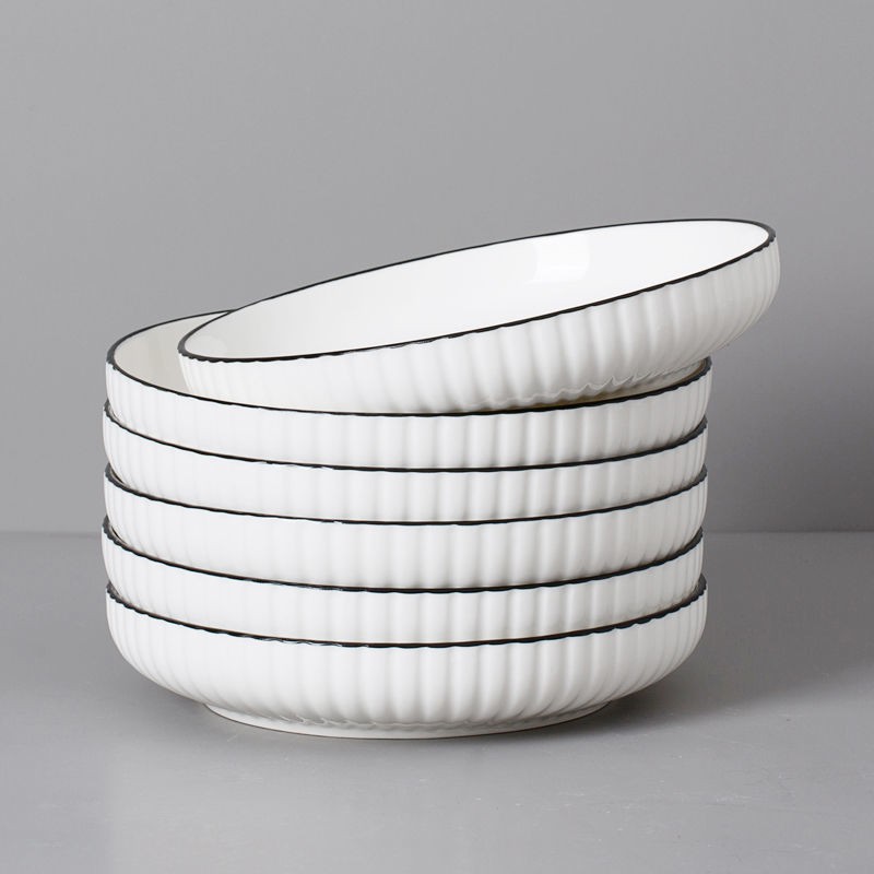 P 96 Piring Keramik Datar Cekung Piring Polos Putih Japan Korea Style-2