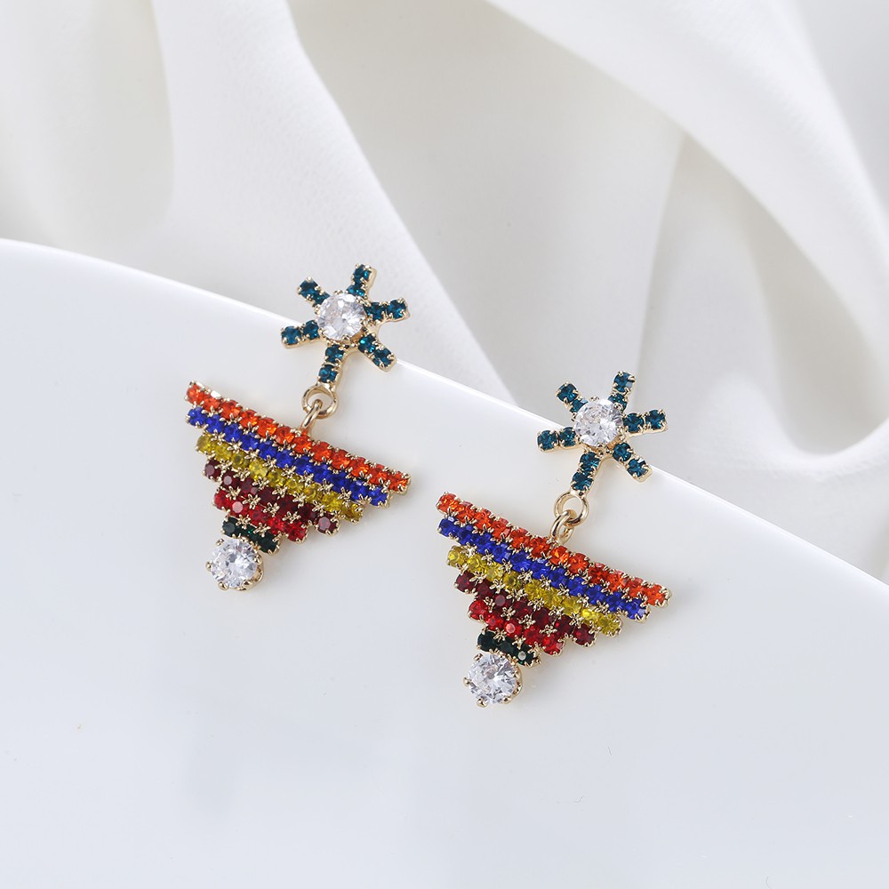 Anting Tusuk Gantung Bahan Sterling Silver 925 Desain Geometri Warna Warni Gaya Korea / Elegan / Trendy Untuk Wanita