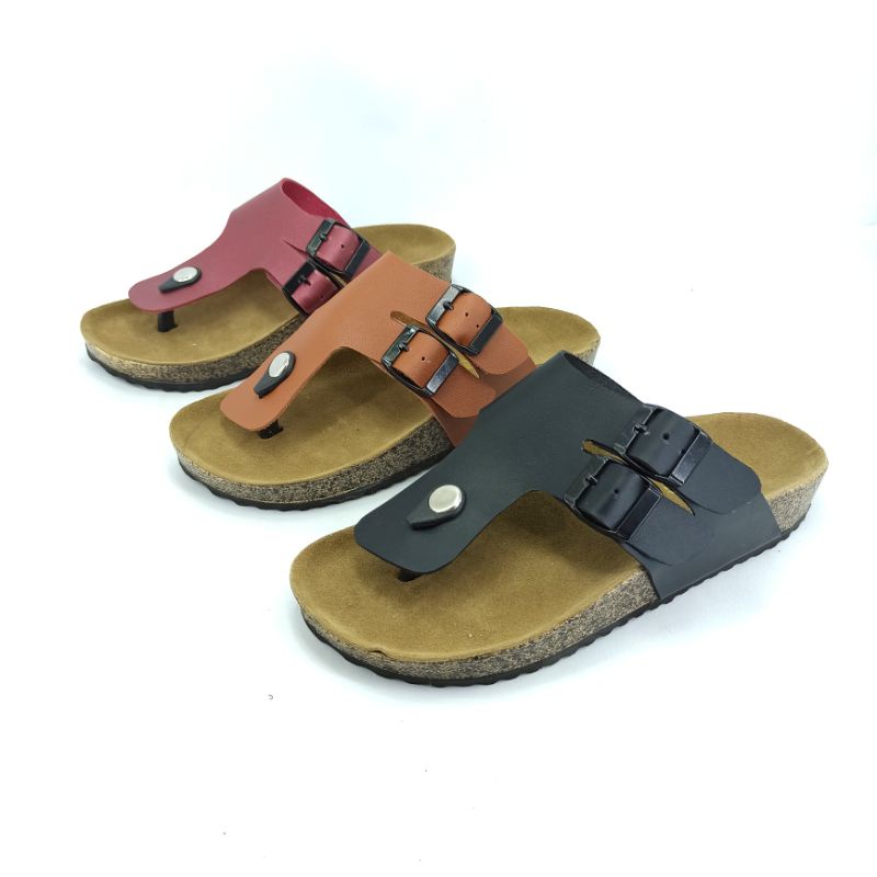 Sandal Wanita Casual Sendal Jepit Birken Motif Gesper Andis AF17