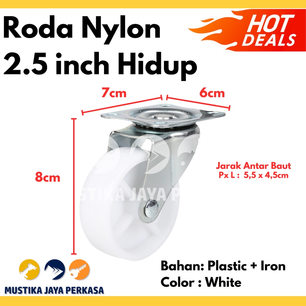 Roda Nylon Hidup 2.5 Inch/ Roda Nilon 2.5&quot; / Roda Etalase Hidup