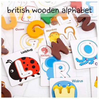 Zoetoys British Wooden Toy Alphabet Mainan  Anak  Mainan  