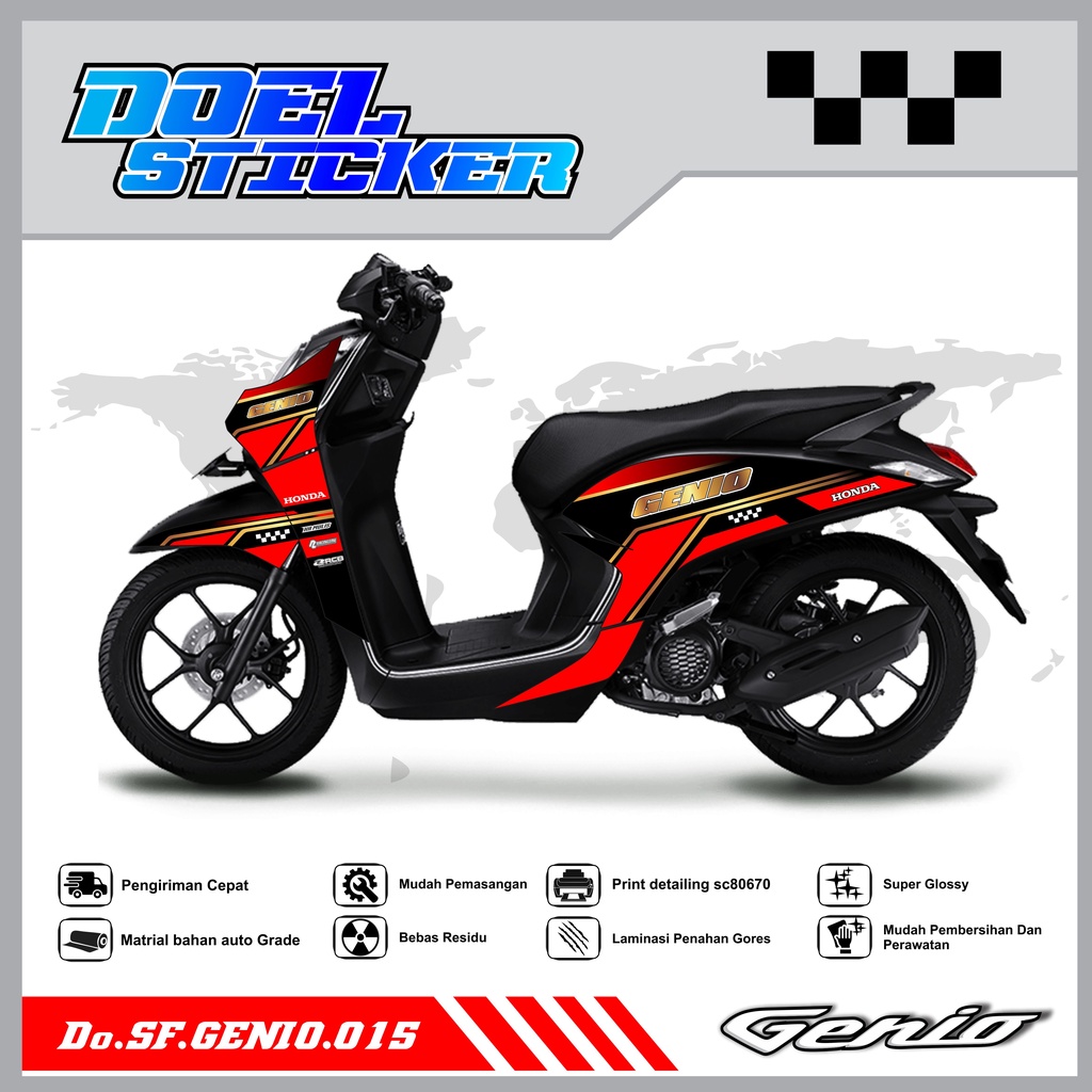 Sticker Striping Variasi Genio List Variasi Hologram , Crome Doel 015