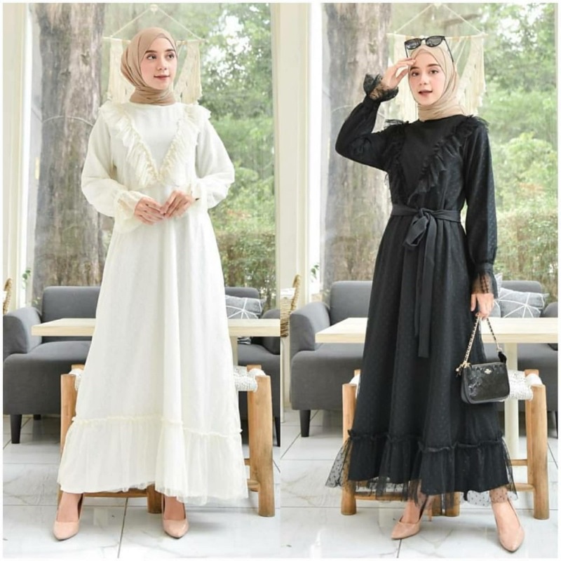 GAUN TILE PREMIUM DEWASA TANPA VURING TILE DOT TILE POLOS GAMIS TILE PREMIUM