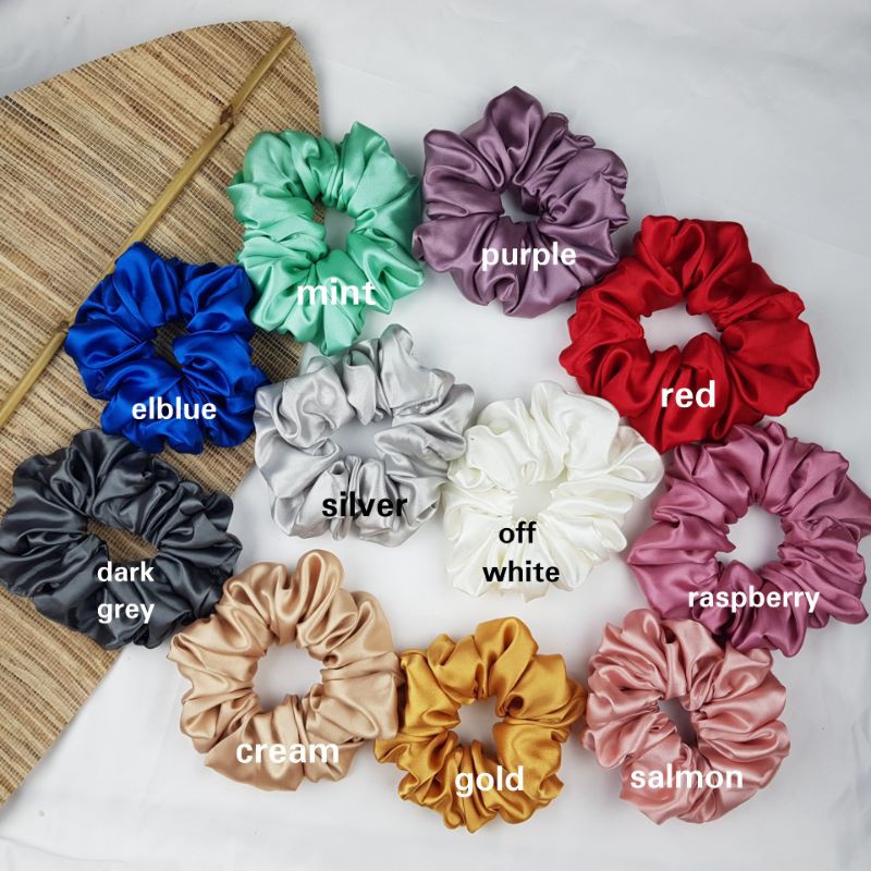 Scrunchie Satin JUMBO Scrunchies Ikat Rambut Kunciran Cepol Souvenir