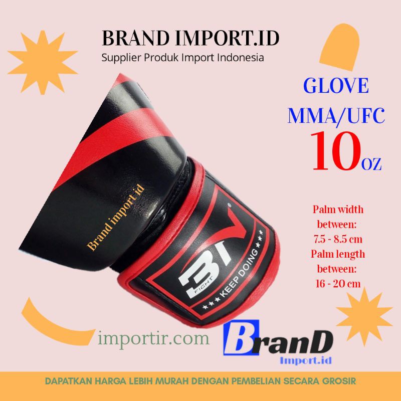 (MAINANKYU) BNPRO Sarung Tangan Tinju MMA UFC Boxing Muay Thai Leather Glove 10 OZ