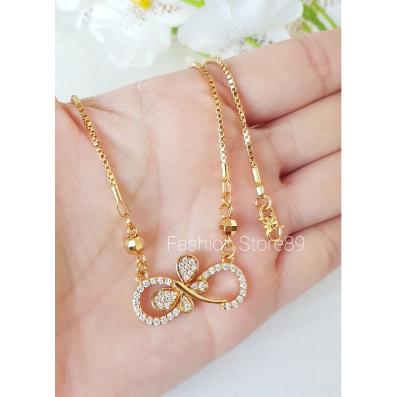 kalung Koye Love Buterfly full permata xuping Yaxiya dewasa import lapis emas 18K